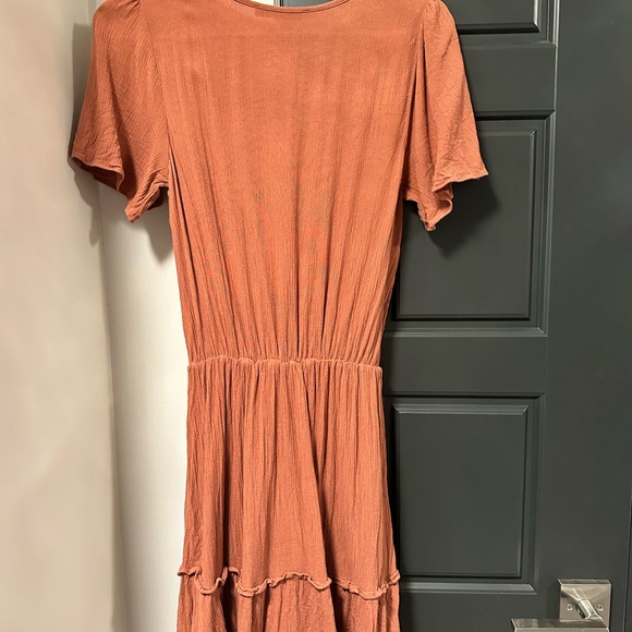 Abercrombie & Fitch Tiered Ruffle Mini Dress Terracotta Rust Orange Size Small - Picture 7 of 7